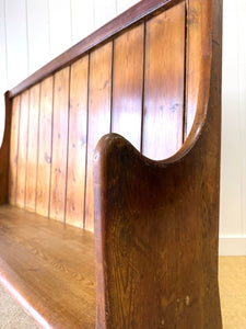 An Antique English Pine Settle or Hall Bench