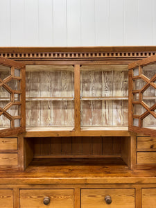 A Monumental Late 19th Century English Pine Bookcase Cabinet or Hutch