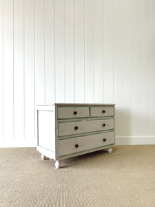 An Antique English Painted Pine Chest of Drawers Dresser with Tulip Feet c1890