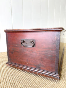 An English Pine Blanket Box or Small Low Coffee Table With Iron Handles c1850