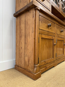 A Monumental Late 19th Century English Pine Bookcase Cabinet or Hutch