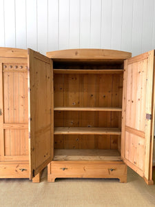 Pair of Antique Pine Armoire / Wardrobes (Sold Separately)