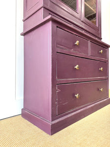 A 19th Century English Pine Bookcase in Eggplant Purple