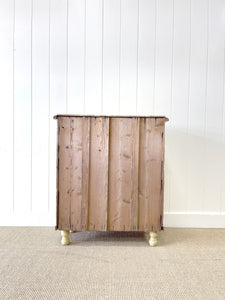An Antique English Yellow Painted Pine Chest of Drawers Dresser c1890