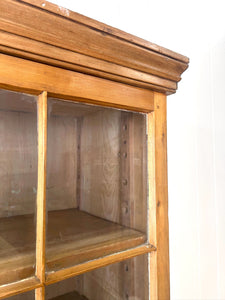 An English 19th Century Pine Bookcase with Glazed Doors