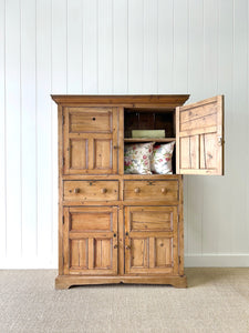 A Very Good Early 19th Century Irish Pine Linen Press Cupboard