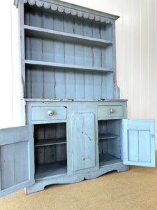 An Antique Pale Blue Welsh Kitchen Dresser or Hutch