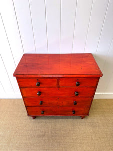A Striking English Red Chest of Drawers Dresser c1890