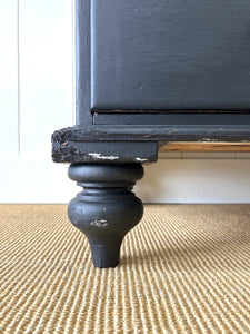 An Ebonized English Country Pine Buffet Sideboard