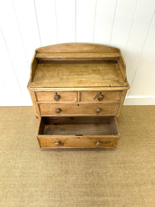 An Antique English Pine Chest of Drawers Dresser with Gallery c1890