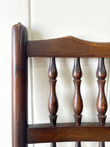 A Vintage Set of 6 English Oak Spindle Back Chairs with Rush Seats