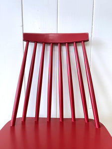 A Set of 5 Stick Back or Windsor Chairs in Red