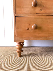 An Antique English Pine Chest of Drawers Dresser Tulip Feet c1890