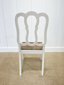 A Set of 6 Country French Painted Oak Dining Chairs With Rush Seats c1900