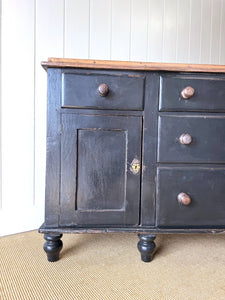 An Ebonized English Country Pine Buffet Sideboard