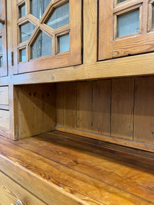 A Monumental Late 19th Century English Pine Bookcase Cabinet or Hutch