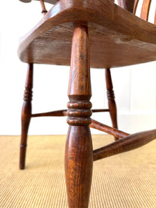 A 19th Century High Back English Country Elm & Beech Armchair Windsor