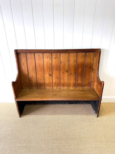 An Antique English Pine Settle or Hall Bench