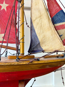 An English Antique Red Pond Yacht with Stand