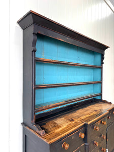 A Wonderful Large Ebonized Welsh Dresser or Cupboard