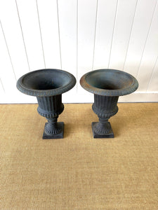 A Large and Special Pair of Antique Cast Iron Garden Urns