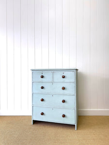 An Antique Blue Painted Chest of Drawers Dresser