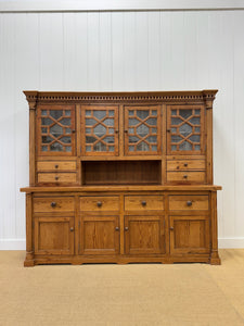 A Monumental Late 19th Century English Pine Bookcase Cabinet or Hutch