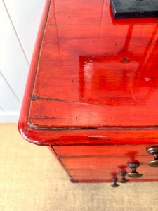 A Striking English Red Chest of Drawers Dresser c1890