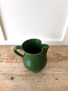 A Dutch Green Glazed Folded Spout Earthenware Pitcher c1890