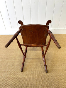 A 19th Century High Back English Country Elm & Beech Armchair Windsor