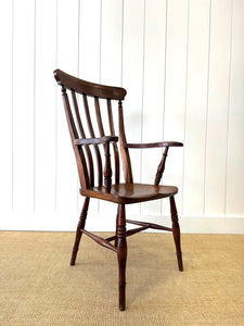 A 19th Century High Back English Country Elm & Beech Armchair Windsor