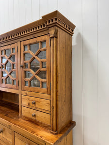 A Monumental Late 19th Century English Pine Bookcase Cabinet or Hutch