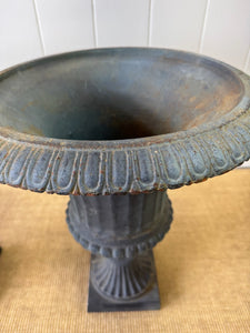 A Large and Special Pair of Antique Cast Iron Garden Urns