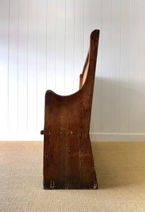 An Antique English Pine Settle or Hall Bench