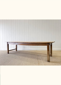 An English 9ft  Early 19th Century Country Oak or Elm Dining Harvest Table