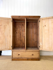 A Pine Wardrobe or Linen Press c1890