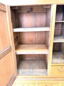 An Antique English Pine Tack Cupboard Brass Hardware