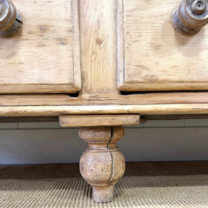 A Light Pine Antique English Sideboard on Tulip Feet c1890
