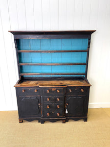 A Wonderful Large Ebonized Welsh Dresser or Cupboard