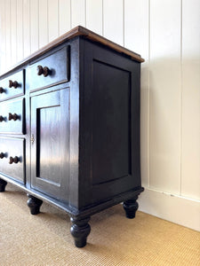 An Ebonized English Country Pine Buffet Sideboard