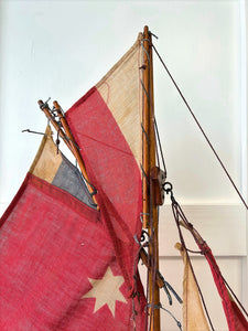 An English Antique Red Pond Yacht with Stand