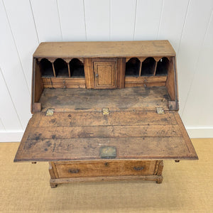 An Antique English Georgian Cumbrian Washed Oak Slant Front Desk