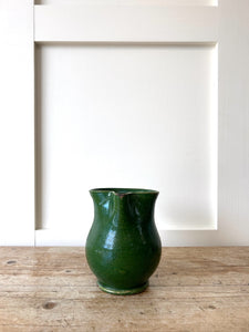 A Dutch Green Glazed Folded Spout Earthenware Pitcher c1890