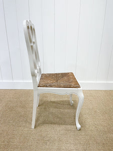 A Set of 6 Country French Painted Oak Dining Chairs With Rush Seats c1900