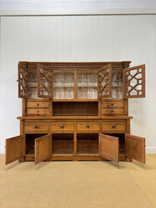A Monumental Late 19th Century English Pine Bookcase Cabinet or Hutch