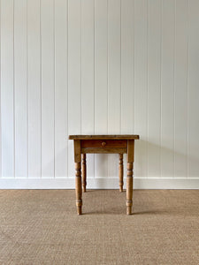 Antique English Country Pine Side Table or Small Dining Table c1890
