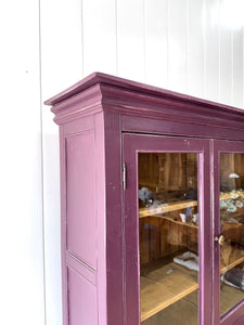 A 19th Century English Pine Bookcase in Eggplant Purple