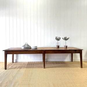 A Monumental Antique 10 ft English Pine Farmhouse or Draper's Table