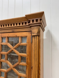A Monumental Late 19th Century English Pine Bookcase Cabinet or Hutch