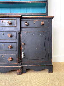 A Wonderful Large Ebonized Welsh Dresser or Cupboard